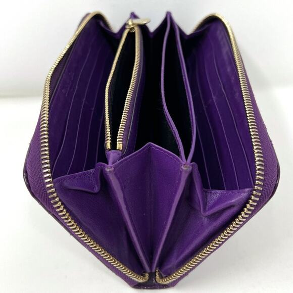 Christian Dior Purple Patent Cannage Quilted Zipper Wallet with Logo Charms - Picture 5 of 7